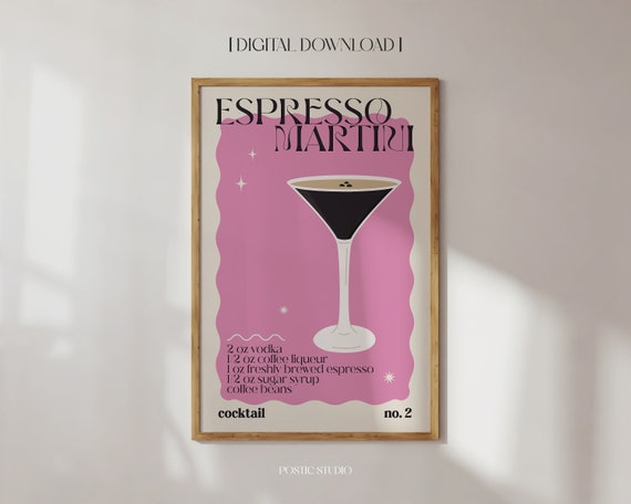 Espresso Martini Cocktail Print, Home Bar Poster Print, Kitchen