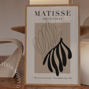 Henri Matisse Abstract Leaf Vintage Exhibition Poster Beige Neutral Matisse Minimalist Print Papier Decoupe Cut Outs STAMPATO E SPEDITO