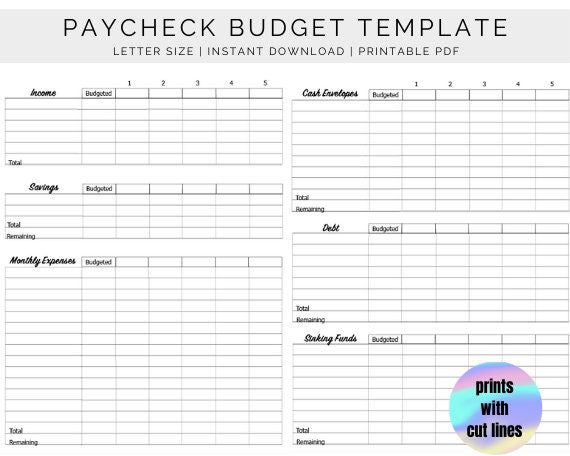 weekly budget planner template budget planner pdf etsy