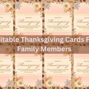 Cartão de agradecimento editável para membros da família | Feliz Dia de Ação de Graças | Cartões personalizados | Cartão de Outono | Dia de Ação de Graças personalizado