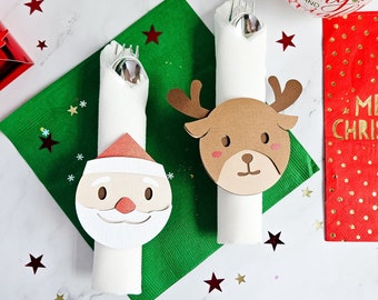 Ronds de Serviette de Noël, Père Noël Enchanté, Dîner Magique et Festif