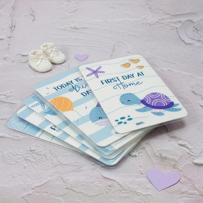 NICU Milestone Cards • Ocean Theme Preemie Baby Gift • Reusable ...
