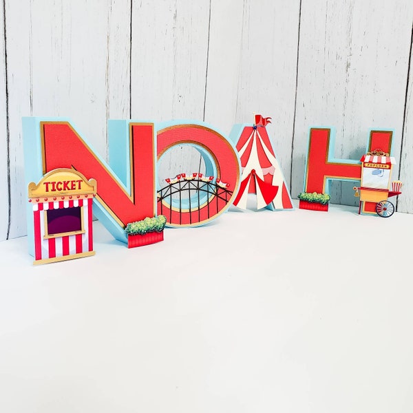 Lettres 3D de cirque, anniversaire magique, décorations de fête amusantes, idéales pour le premier anniversaire d'un garçon ou d'une fille