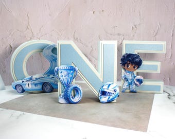 Vintage Race Car Letters, Fast One Birthday, Cake Table Centerpiece
