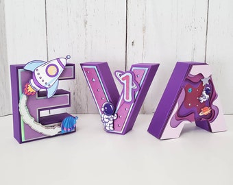 Outer Space 3D Letters, Astronaut Birthday, Spaceship Party Decorations, Ideal for First Birthday Girl