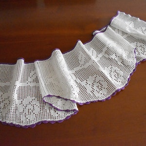 Vintage Window Valance - Handmade Lace Curtain - White Crochet Valance - Window Decoration - Rustic Style Home Decoration