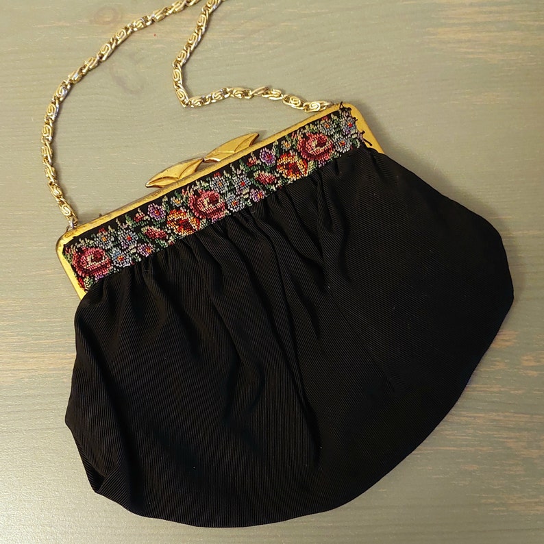 Vintage Handbag Granny's Evening Purse Petit Point Technique Embroidery Small Bag Old-Fashioned Handbag Decorative Garment Accessory image 7