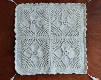 Knit Openwork Pillow Cover: White Cotton Cushion, Retro Bed Decoration