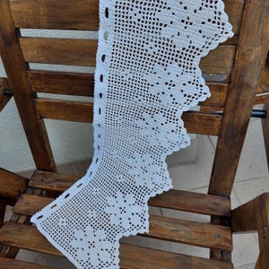 Vintage Valance - Crochet Window Valance - Handmade Lace Curtain - Window Decoration - Rustic Style Home Decor