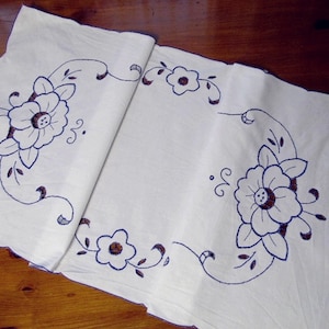 Vintage Floral Bestickter Tischläufer: Retro Cutwork Baumwolle Dekor