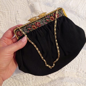 Vintage Handbag Granny's Evening Purse Petit Point Technique Embroidery Small Bag Old-Fashioned Handbag Decorative Garment Accessory image 2