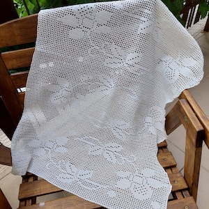 Vintage Valance - Crochet Window Valance - Handmade Lace Curtain - Window Decoration - Rustic Style Home Decor