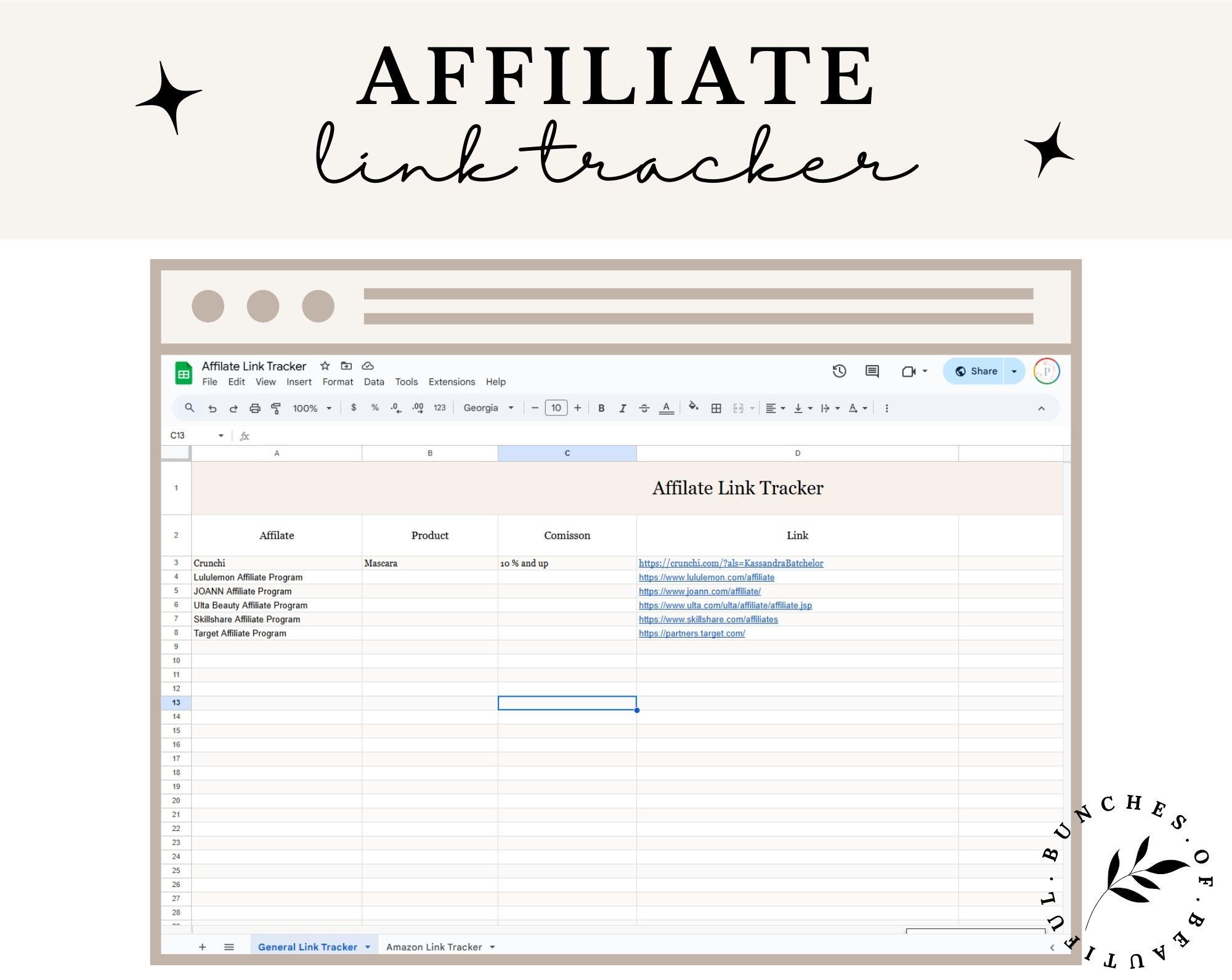 Google Sheets Affiliate Link Tracker for Bloggers! - Etsy