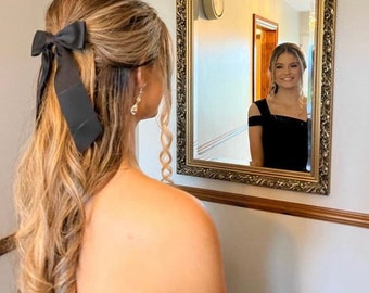 Long  ribbon bow hair clip | bow knot barrette | spring clip | wedding hair bow | women flower girl hair accessories