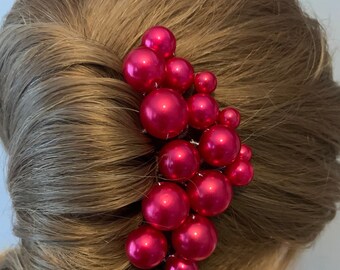 Ruby red bridal pearl hair pins, bright red hair pearls, wedding pearl hair pins, pearl hair clip, 20 mixed size pearl hair pins