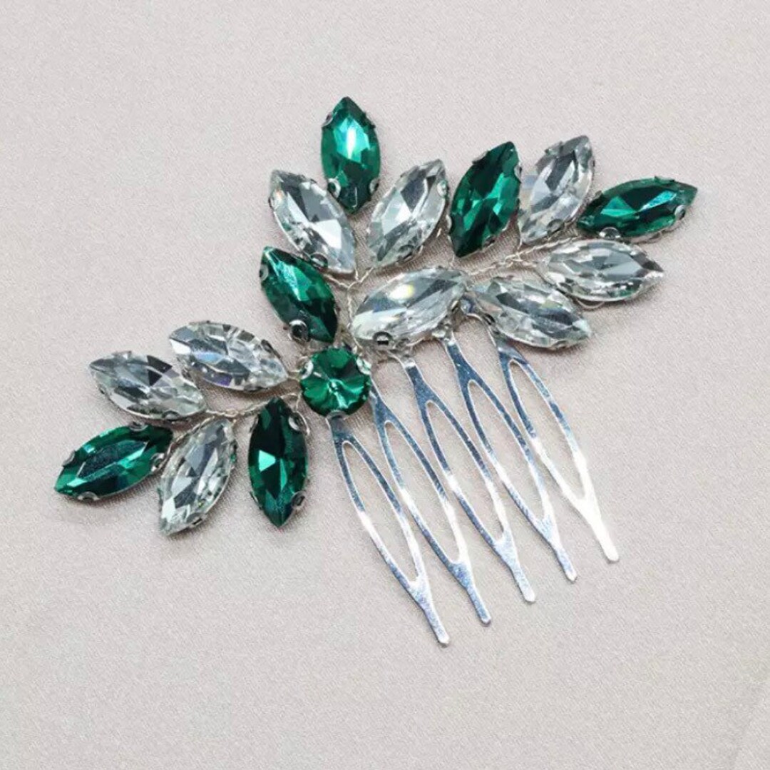 Emerald Green Hair Comb Rhinestone Hair Pin Bridal Hair Etsy UK
