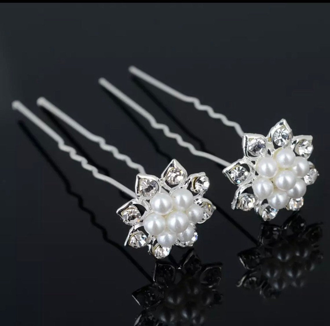 Set of 5 10 Crystal Diamanté Hair Pins Bridal Party Hair Etsy