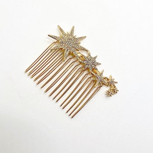 Gold crystal star hair comb, bridal bridesmaid sparkly hair slide, wedding decoration hair clip, hair accessories