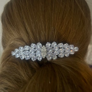Decorative Silver Hair Clip | Silver Crystal Wedding  Hairclip | Wedding Silver Hair Clip |Bridal Sparkly  Hairclip | Siver Wwsding Barrette