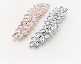 Cubic zirconia crystal hair clip | bridal French clip| Sparkling  wedding  spring clip | bride bridesmaid flower girl guest hair accessories