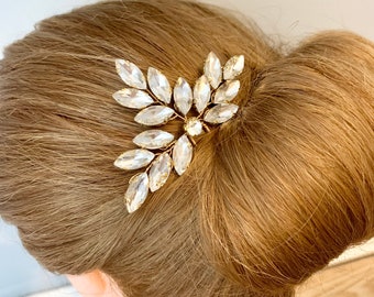 Gold bridal hairpins, gold hair jewellery, gold hairpin for bride, gold wedding hair clip, gold rhinestones hairpiece gold bridesmaids clips