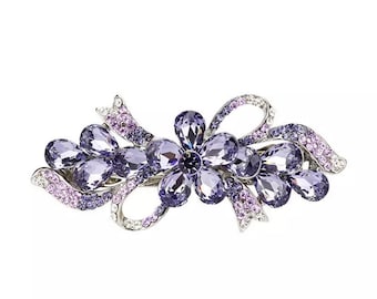 Wedding Purple Rhinestone Hairclip | Bridal Purple French Barrette | Lilac Hair Slide| Hair  Accessories | Light Purple Decorative Side Clip