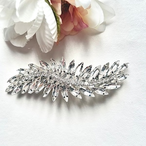 Silver bridal barrette, wedding sparkling crystal hairclip, bridesmaid hairslide, hair accessories, hairpin