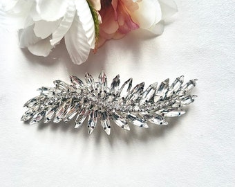 Silver bridal barrette, wedding sparkling crystal hairclip, bridesmaid hairslide, hair accessories, hairpin