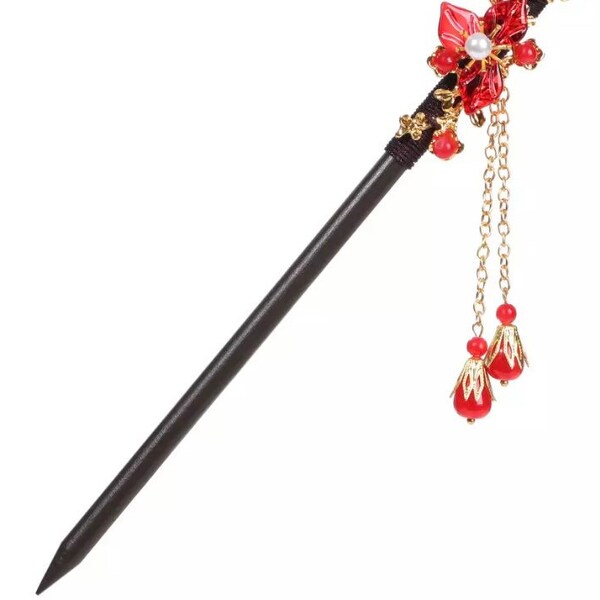 Traditional wooden hair pin | flower hair pin Chinese hair stick | hair bun holder | hair jewellery | women hair accessories