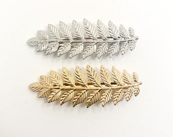 Greek Bridal hair clip, leaf barrettes, leaf hair slide, gold or sliver leaf hair clip for bride or bridesmaid, wedding hair clip