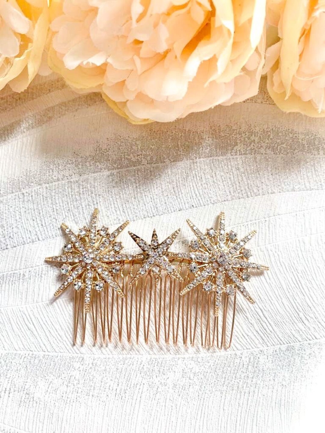 Wedding Gold Star Hair Comb Bridal Gold Star Slide Gold Star With