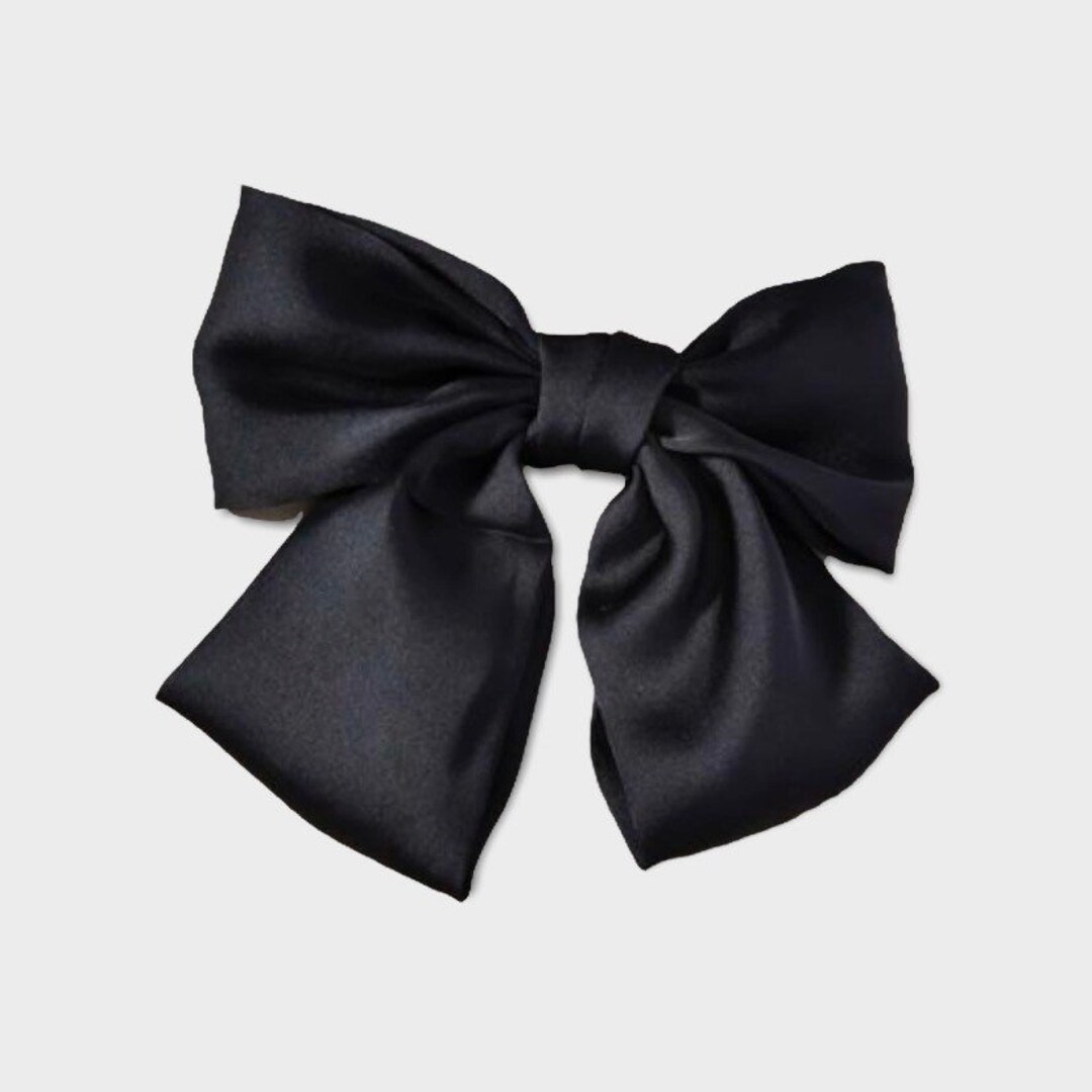 Oversized Black Ribbon Bow Hair Clip Large Black Bow French Etsy