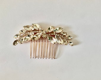 Decorative bridal hair comb | gold crystal wedding hair comb| gold hair comb for wedding | gold wedding hair clip | gold wedding barrette |