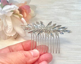 Wedding Silver Rhinestones Hair Comb | Bridal Sparkly Silver Crystal Hair Clip | Hair Pin | Bridesmaid Silver Hair Slide