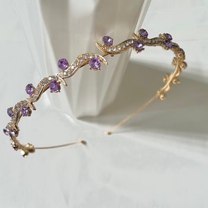 Light purple and gold rhinstones headband, bridesmaid flowergirl sparkly hairband, wedding lilac gold hair piece, hair accessories