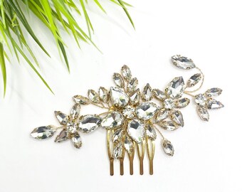 Wedding Gold Rhinestone Hair Comb | Bridal Gold Hair Slide | Hair Clip | Hair Pin | Hair Accessories | Bridemaid Occasion Gold Hair Piece