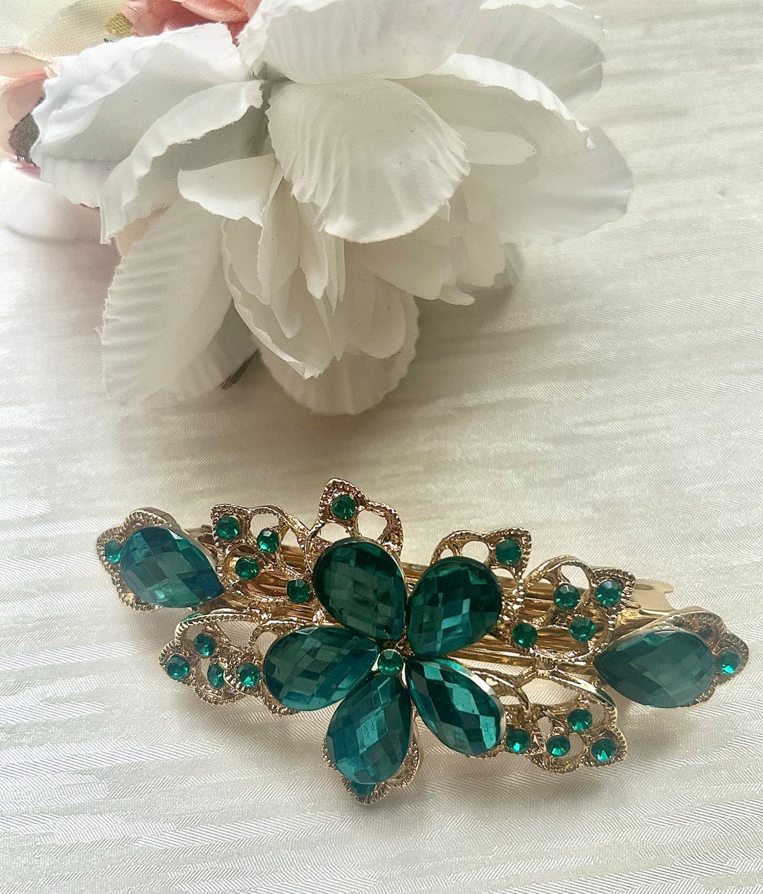 Dolce & Gabbana Green Satin Bird Crystal Women Hair Clip main image 0