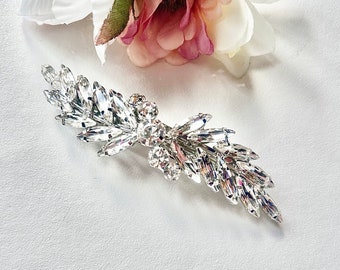 Silver bridal rhinestone barrette, wedding sparkling crystal hairclip, bridesmaid hairslide, hair accessories, hairpin