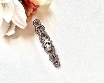 Wedding silver crystal hairslide, bride hair barrette, silver metal duckbill hair clip