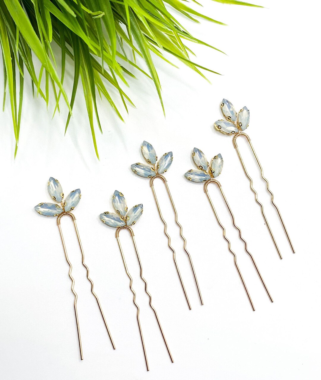 Opal Crystal Bride Hair Pins Gold Summer Wedding Hair Etsy