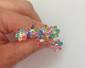 Multicolour Crystal Hairpins | Colourful Hair Pins for Wedding | Wedding Multicolour Bobby Pins | Bridal Guest Colourful Hairpins | 6 Pins