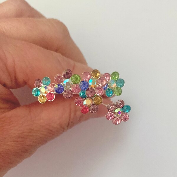 Multicolour Crystal Hairpins | Colourful Hair Pins for Wedding | Wedding Multicolour Bobby Pins | Bridal Guest Colourful Hairpins | 6 Pins