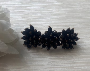 Black and Gold  Rhinestone French  Barrette | Wedding Black Hair Clasp | Black Hair Accessories | Bridal Black Crystal Hair Clasp