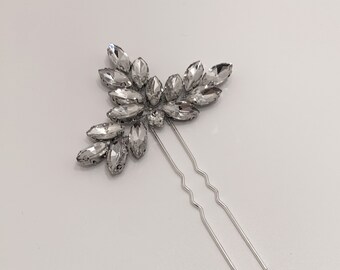 Silver bridal hairpins | silver hair clips | silver wedding hair clips | silver crystal hair pin | silver hairpin for bride bridesmaid