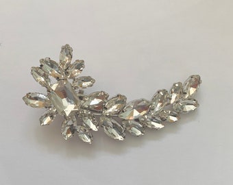 Decorative silver hair clip, Silver rhinestone wedding haiclip, Wedding silver hair clippers, Bridal silver crystal barrette, Hair Jewellery