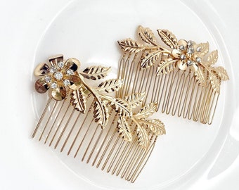 Bridal gold Greek Goddess hair clip | hair comb  floral rhinestone decorative comb | side comb | wedding hair accessory