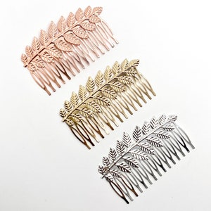 Gold silver rose gold  bridal leaf hair comb clip, Greek hair clip, wedding hair accessories, hair pin, decorative hair comb