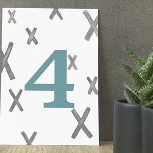 Designkarte „4“ // Vier // Postkarte // Geschenkkarte // Grußkarte