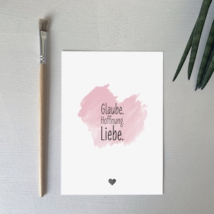 Designkarte „Glaube Hoffnung Liebe“ // Hochzeit // Postkarte // Geschenkkarte // Grußkarte