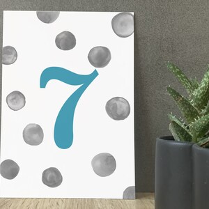 Designkarte „7“ // Sieben // Postkarte // Geschenkkarte // Grußkarte